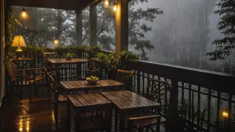 下载视频: 雨太大，阳台都打湿了。雨声/白噪音