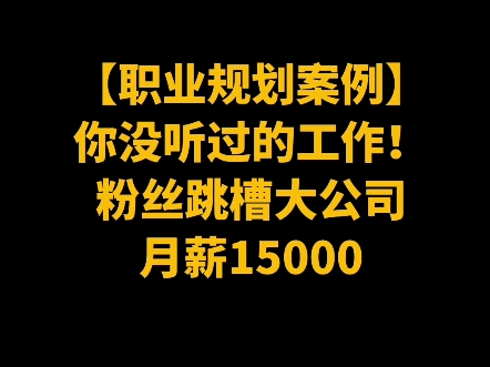 你没听过的工作!粉丝跳槽大公司,月薪15000哔哩哔哩bilibili