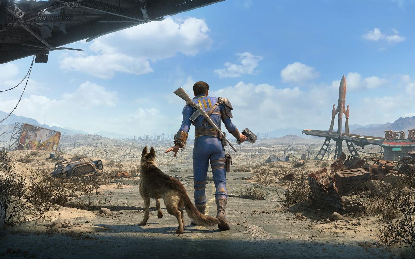 【辐射4】02 | 发现义勇兵并扎营庇护山丘,狗肉作为新伙伴加入_哔哩