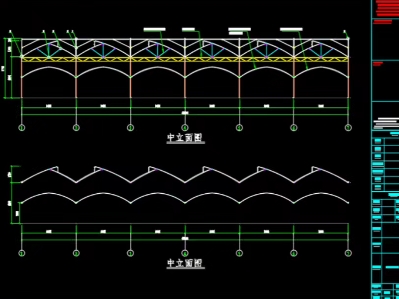 锯齿连栋薄膜温室大棚绘制施工图!哔哩哔哩bilibili