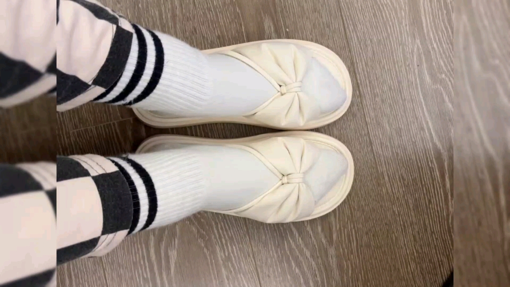 白色棉袜白色凉鞋舒适暖脚