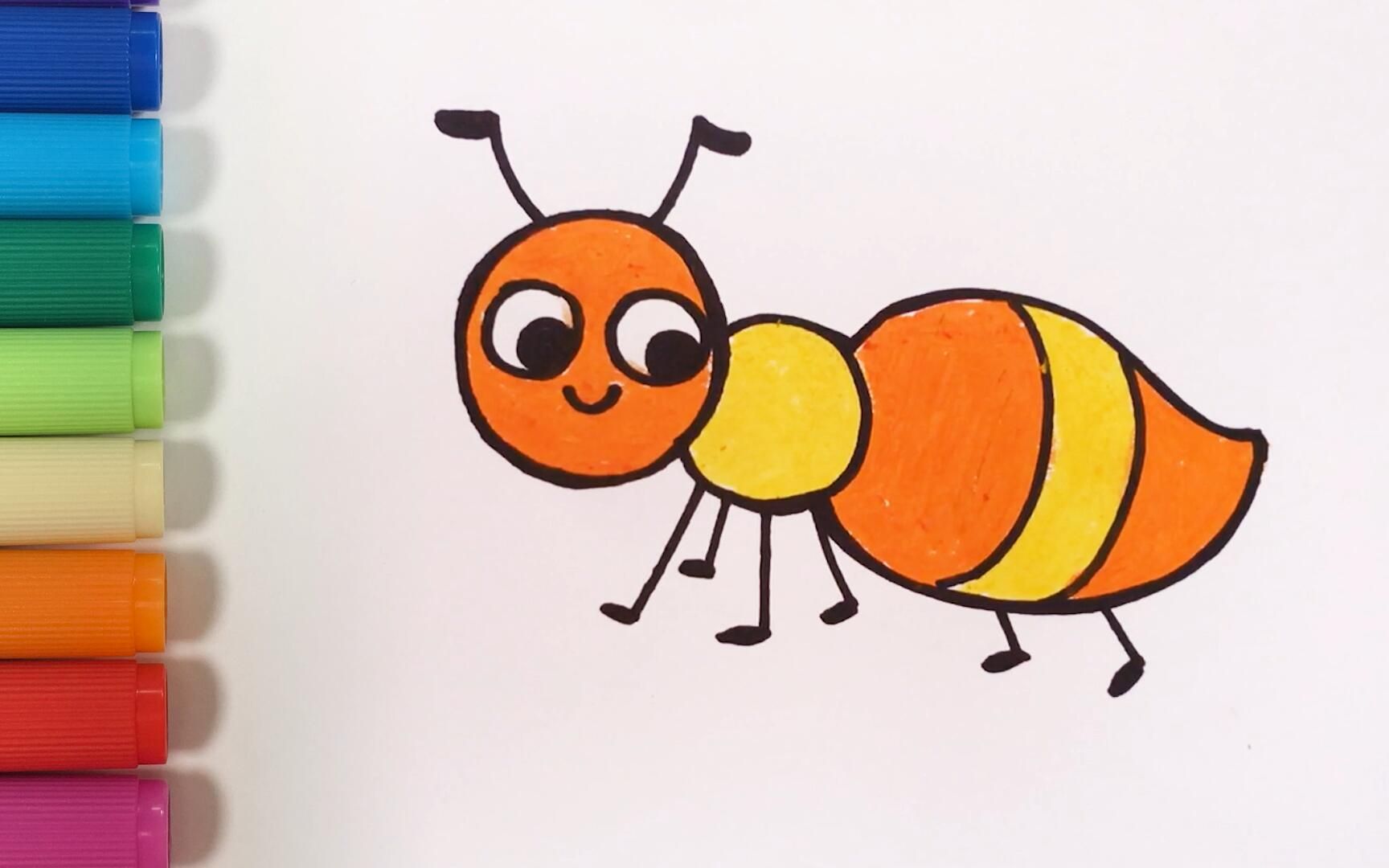 儿歌多多儿童简笔画 蚂蚁 宝宝来画一只可爱的卡通小蚂蚁