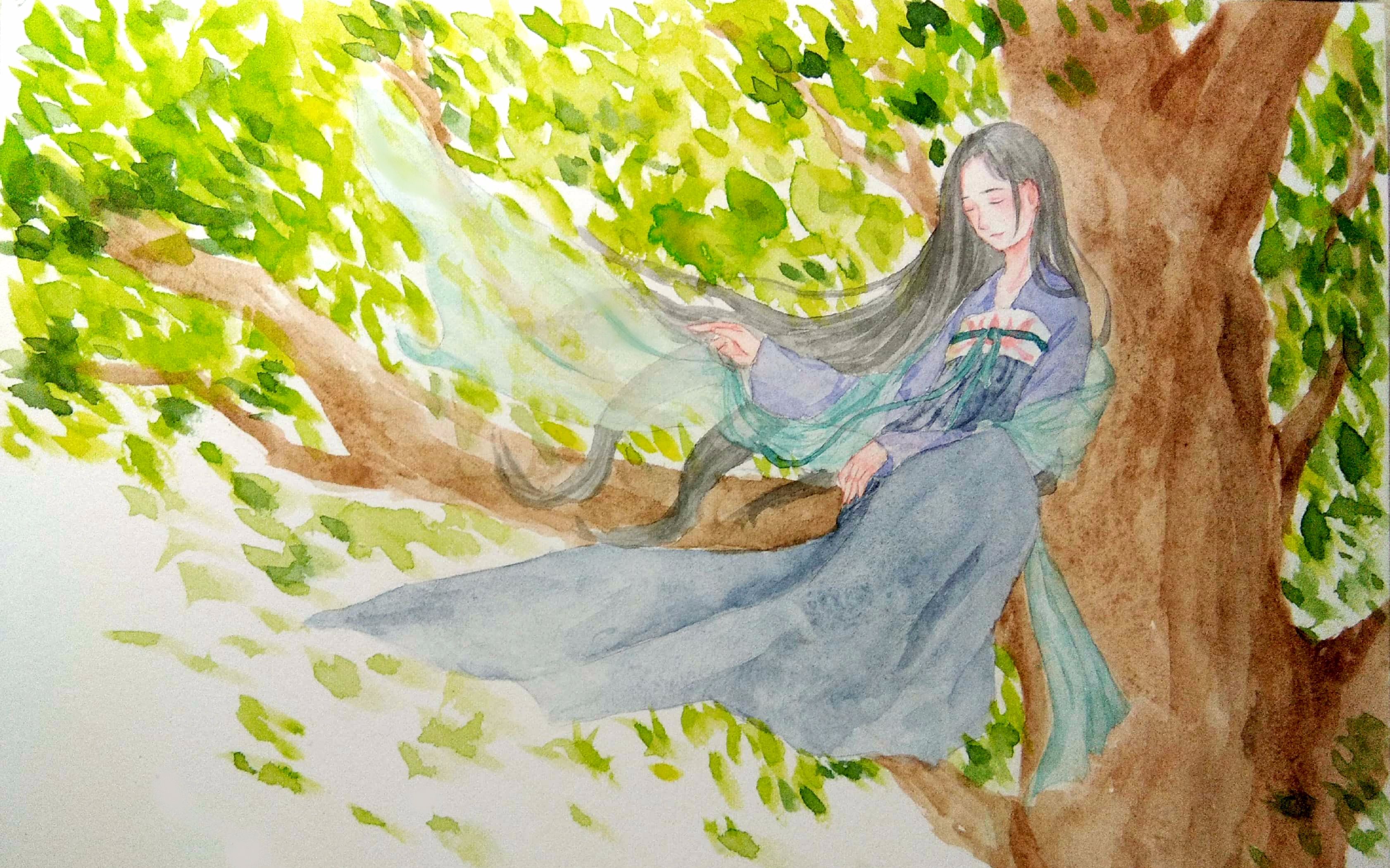 【水彩】住在树上的小仙女