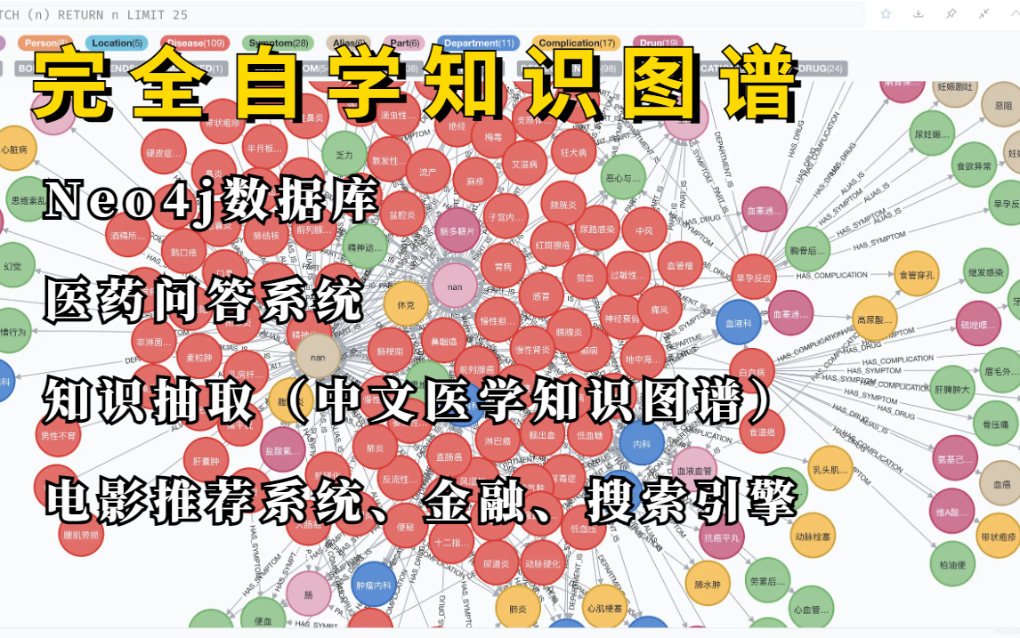 [图]【完全自学知识图谱】半天我居然就学会了知识抽取实战及三大Neo4j数据库、医药问答系统、电影推荐系统基于知识图谱构建实战（人工智能AI/深度学习实战）