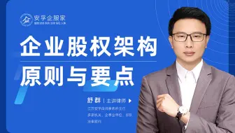 企业法律对话——企业股权架构原则和要点