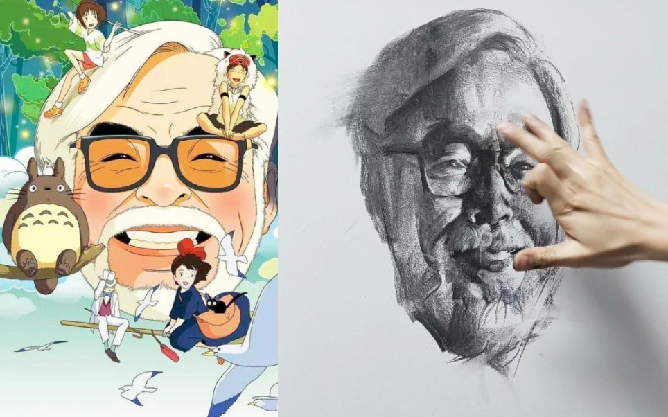 素描肖像百人集9:宫崎骏与龙猫~_哔哩哔哩_bilibili