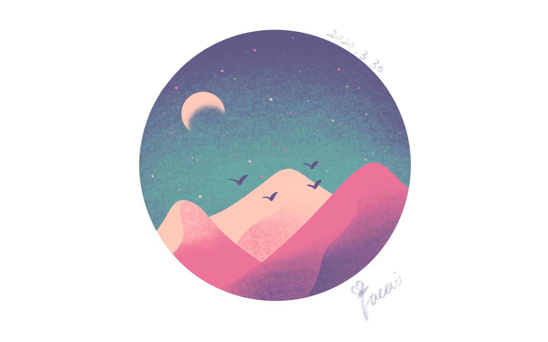 【procreate】自带笔刷临摹gal shir的沙漠 & 新手友好,一学就会