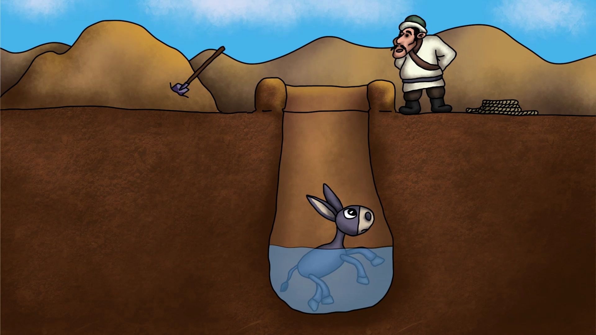 咖子脑力测试:怎样才能把井里的毛驴救出来?