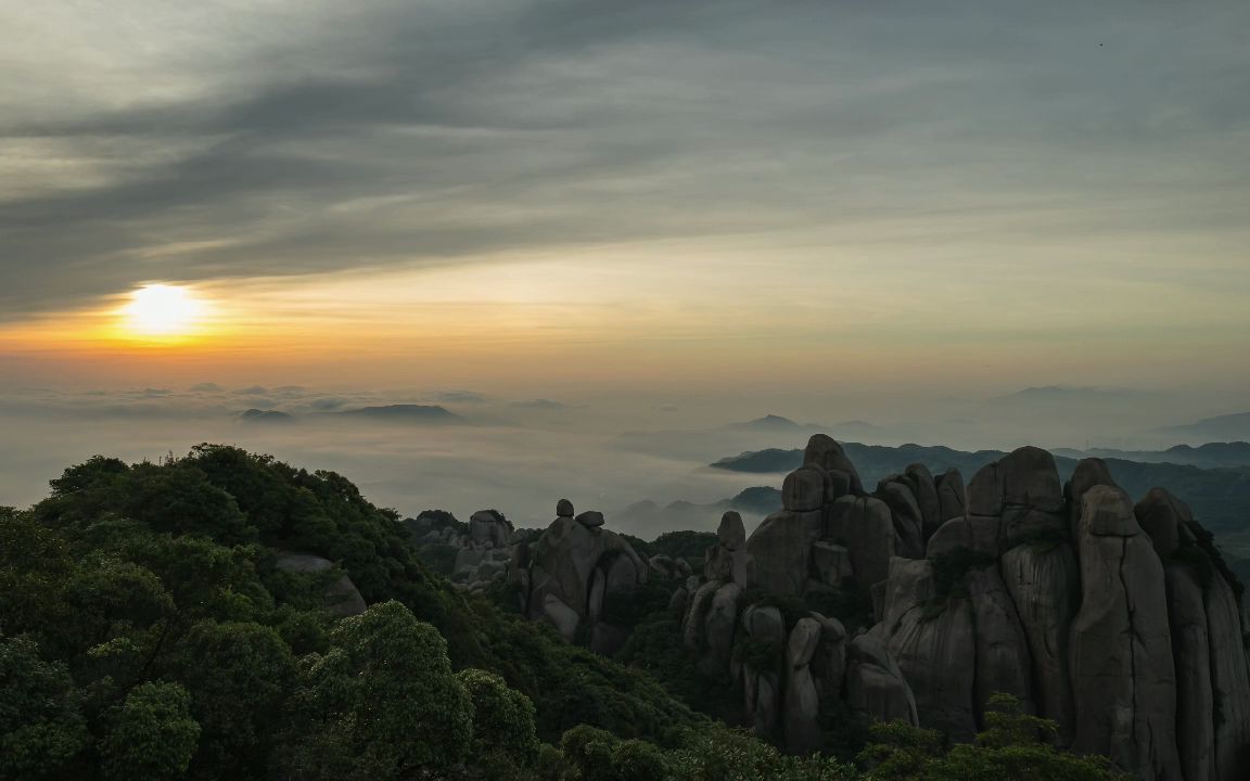 6488360 4k福建太姥山日出云海山顶日落晚霞曙光火烧云风景延时视频