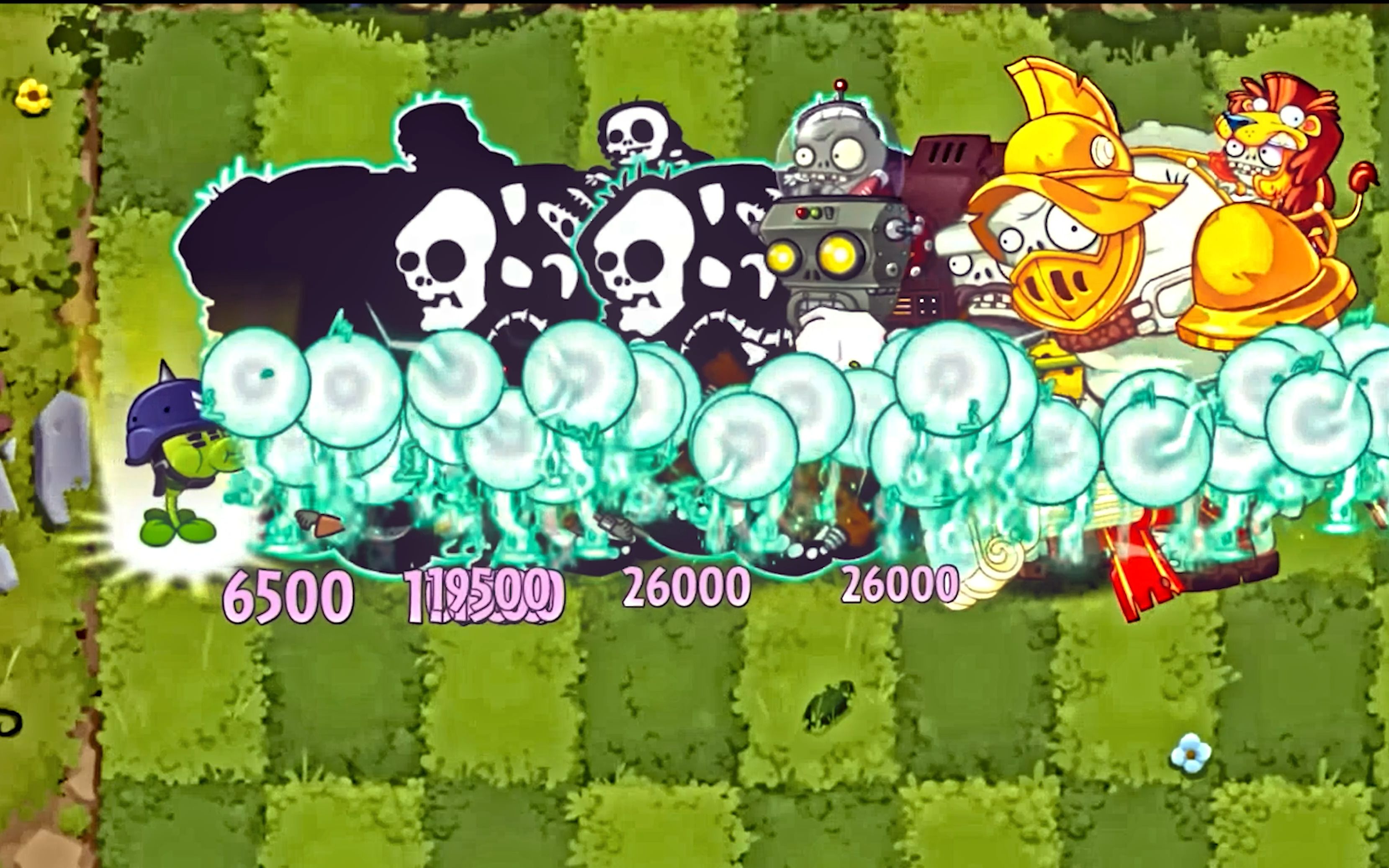 使用其他植物子弹的双发豌豆 vs 6个世界的4级头 巨人僵尸