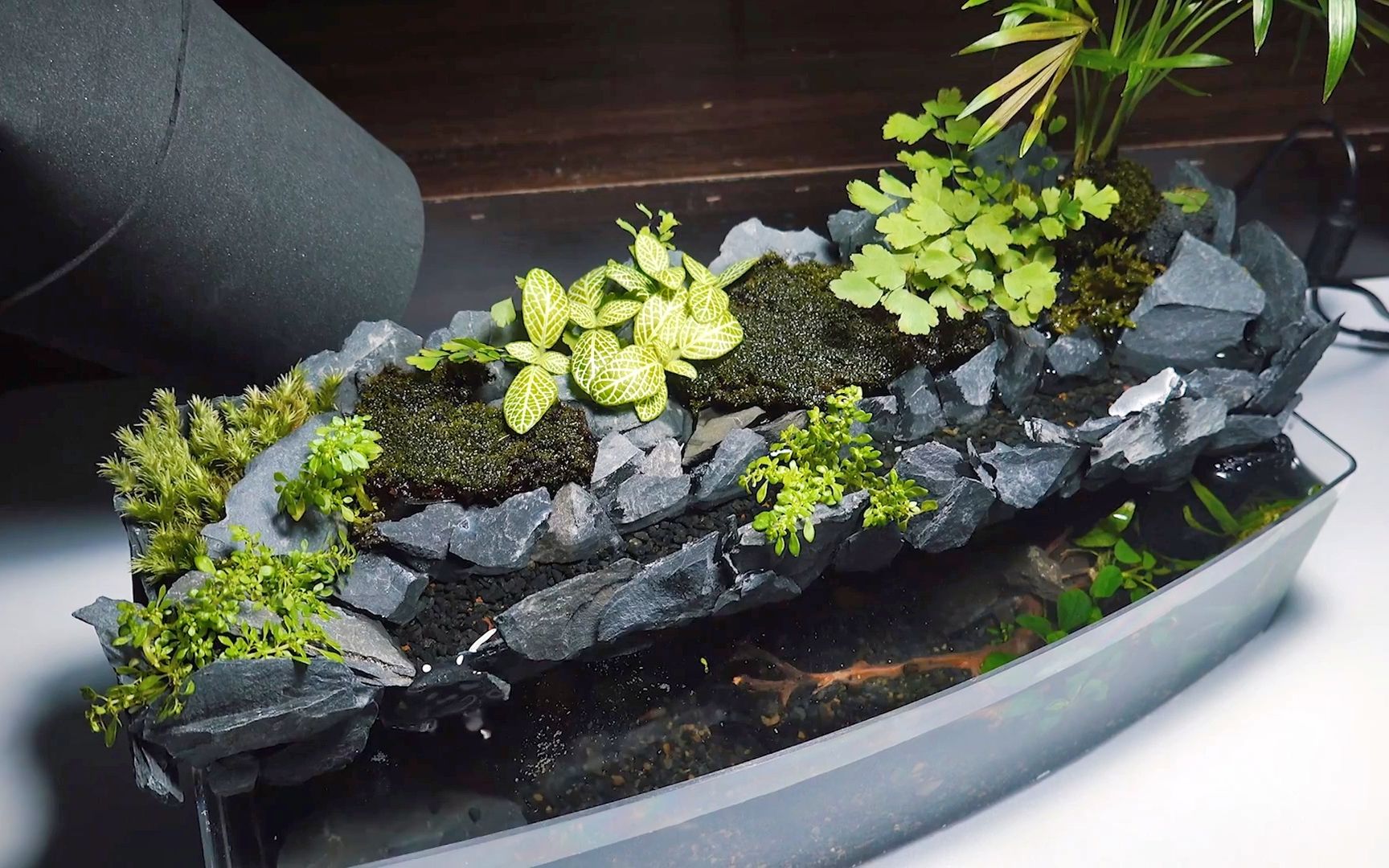 【水族】用塑料玩具箱制作迷你桌面瀑布微景观_哔哩哔哩_bilibili