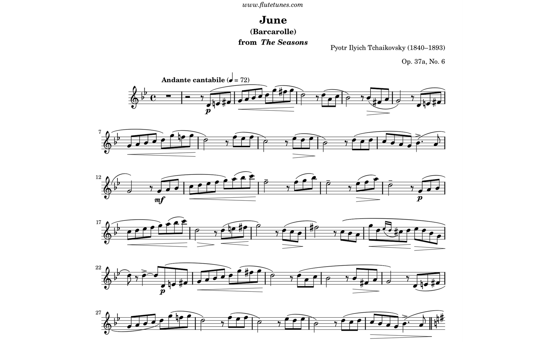 单簧管视奏 柴可夫斯基 四季 六月 船歌 op.37a, no.