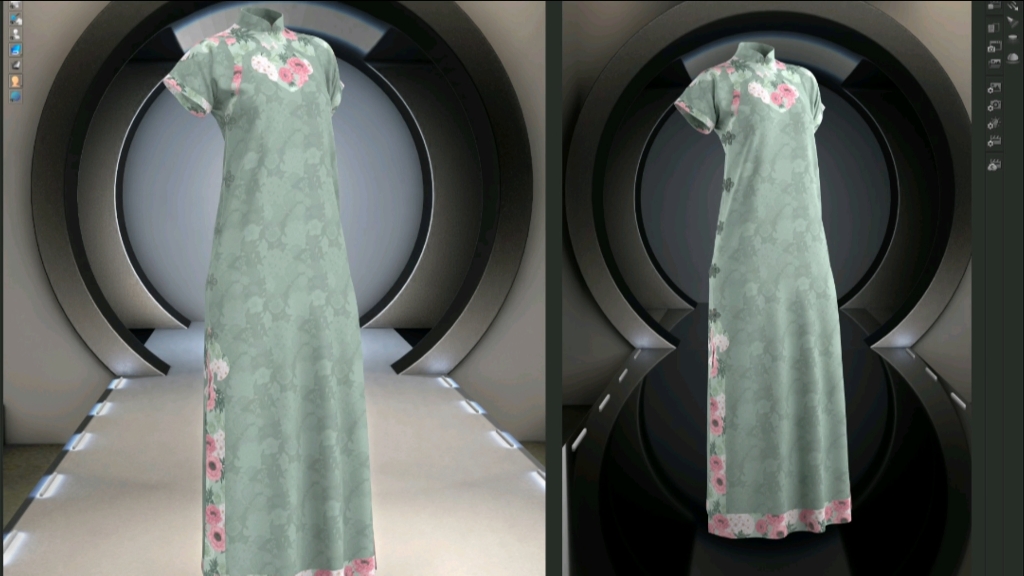 改良旗袍3d服装走秀#3d服装设计#虚拟时尚#3d服装建模#clo3d#style3d