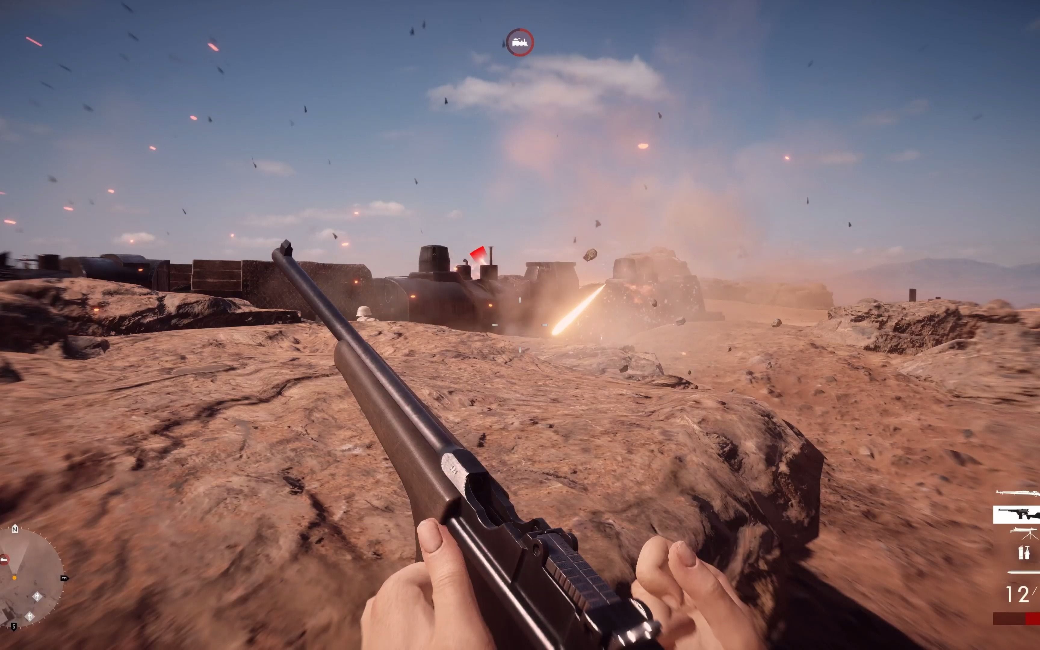 战地1 坚守沙漠要塞 附地弹 反坦克手榴弹 大炮轮炸 摧毁装甲列车