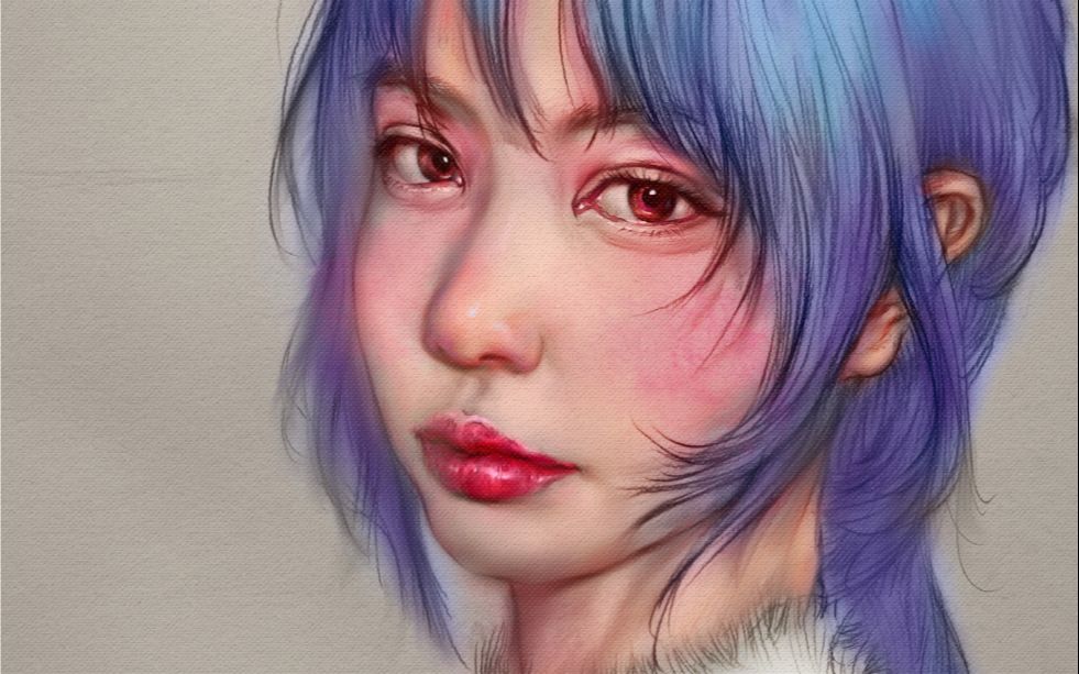 手绘线性素描上色