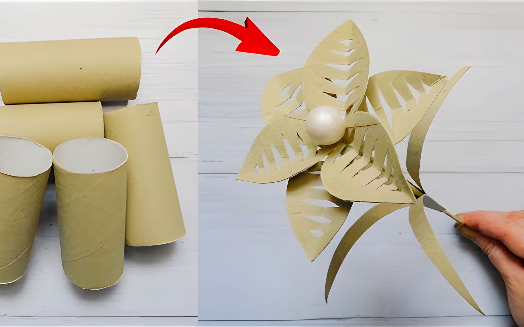 涨知识!废纸筒做成手工花,竟如此好看!