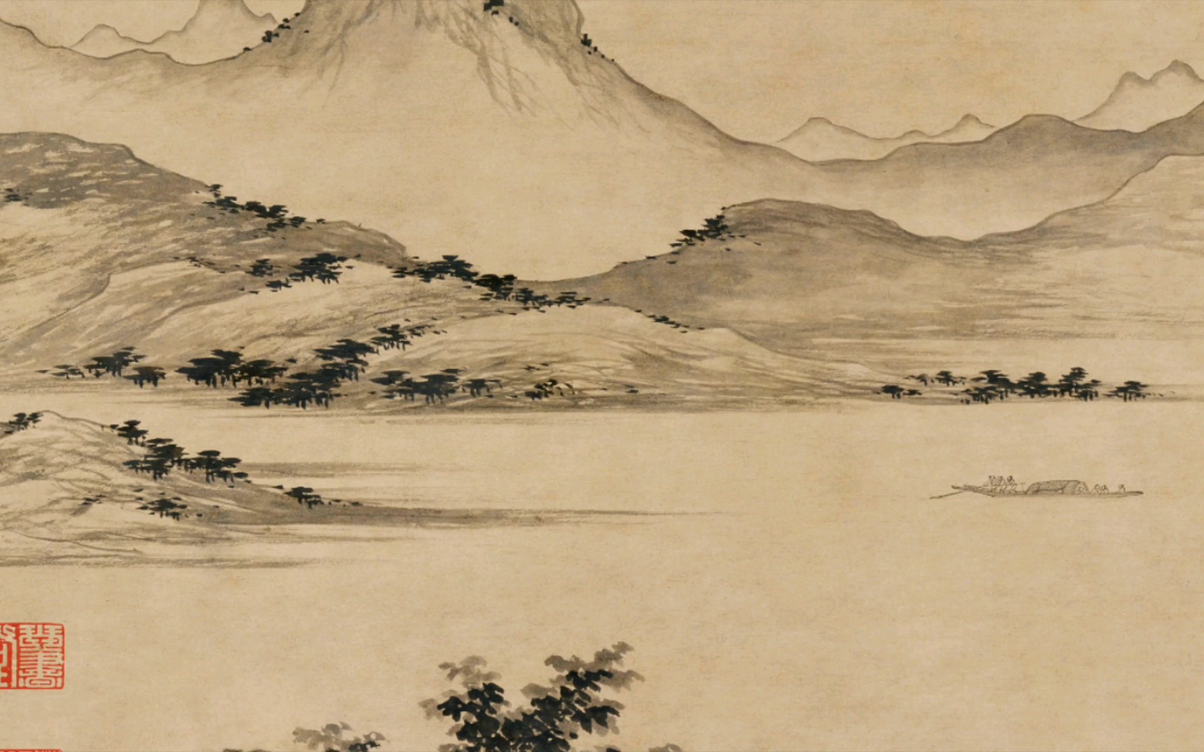 【高清国画分享】秋江待渡图@元-盛懋