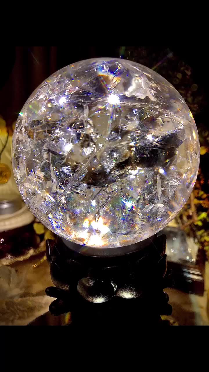 神秘学冥古荷光者冰火体超频白水晶彩虹能量球