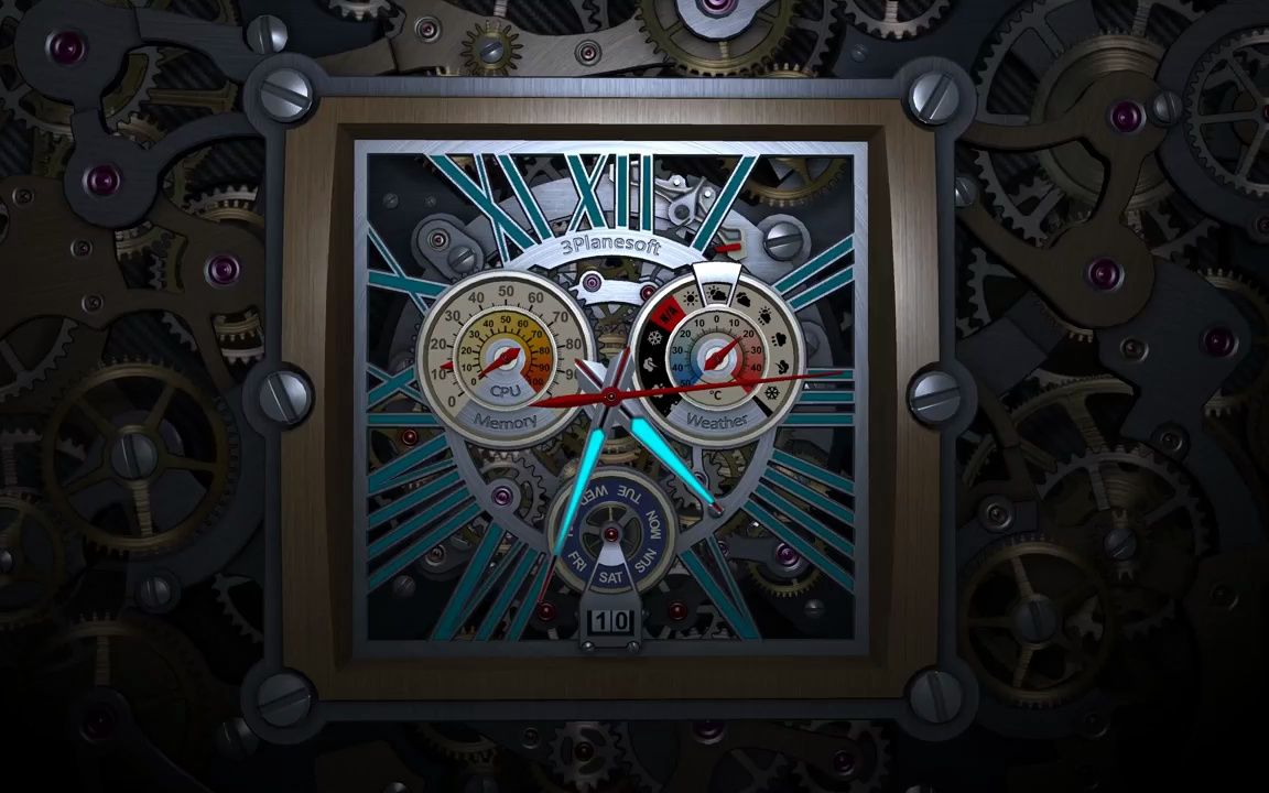 k3475 2k画质大气3d钢铁质感金属齿轮时间时钟钟表指针读秒时光时间去