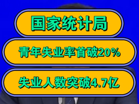 国家统计局,青年失业率首破20%,失业人数突破4.7亿!哔哩哔哩bilibili