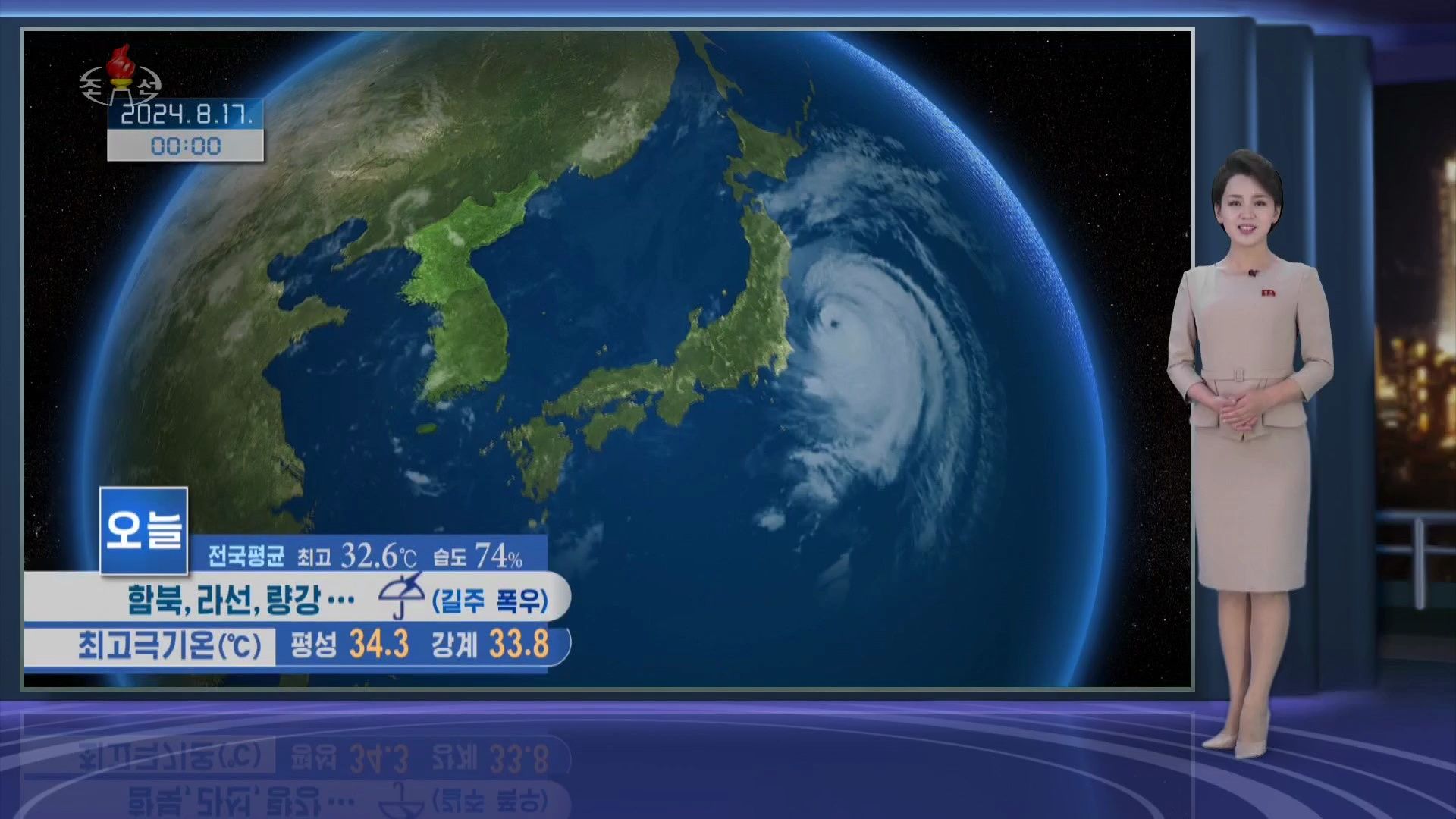 朝鲜节目:8月18日天气预报(主持人:李恩美)哔哩哔哩bilibili