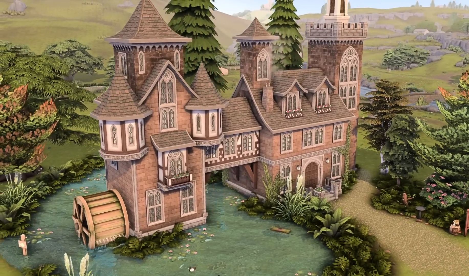 【伊月推荐】n0777 模拟人生4 nocc房子 贝格利亨福德 水车城堡 50x40