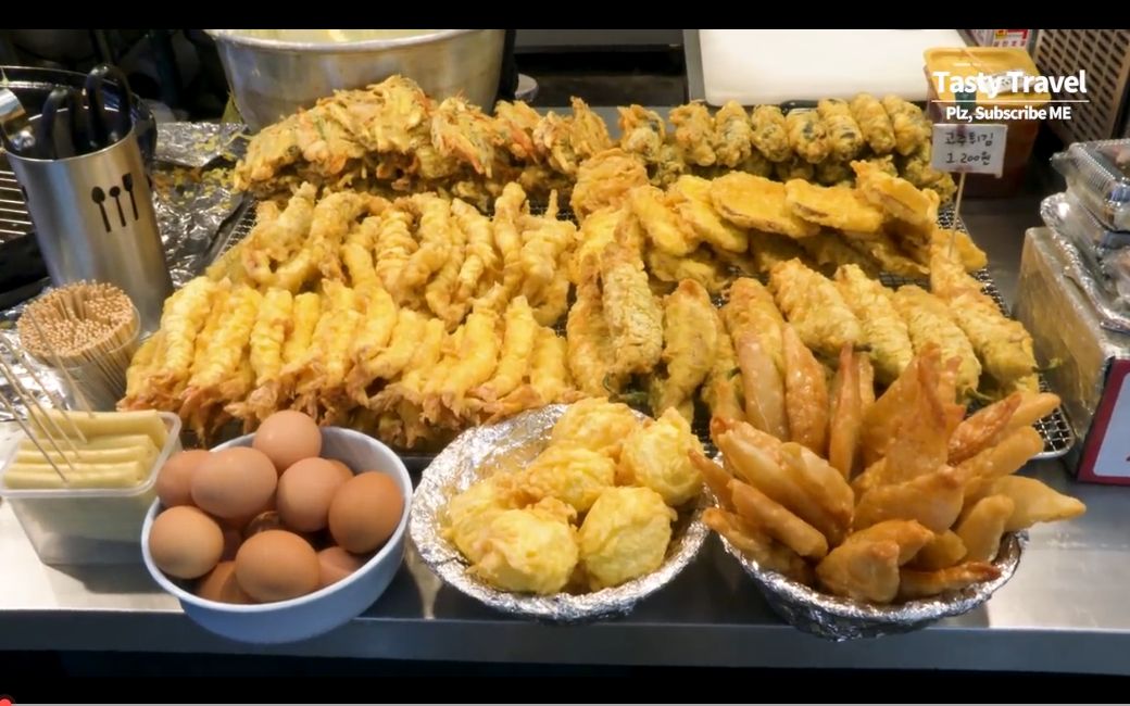 【韩国街头美食】炸货铺.炸虾,鱿鱼,紫菜包饭