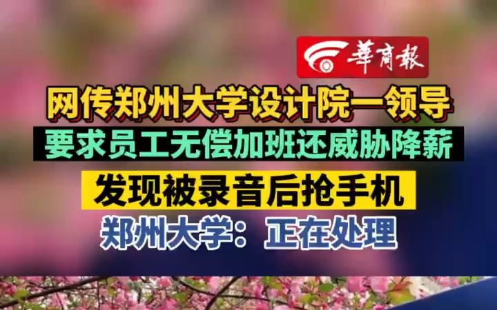 网传郑州大学一领导 要求员工无偿加班还威胁降薪 发现被录音后抢手机 郑州大学:正在处理哔哩哔哩bilibili