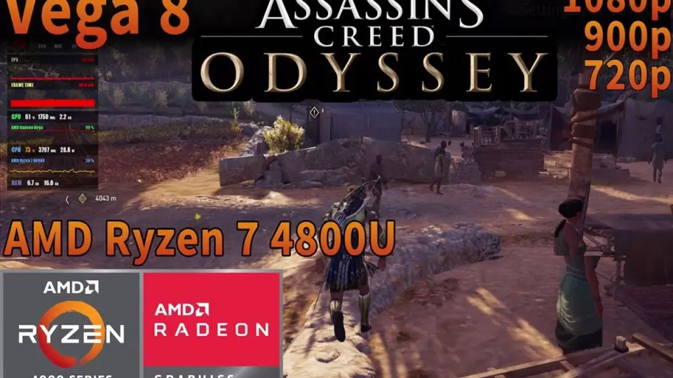 AMD Ryzen 7 4800U APU Vega 8 1080p 900p 720p