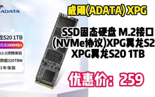 Download Video: 威刚(ADATA) XPG SSD固态硬盘 M.2接口(NVMe协议)XPG翼龙S20 XPG翼龙S20 1TB	kl0328-2