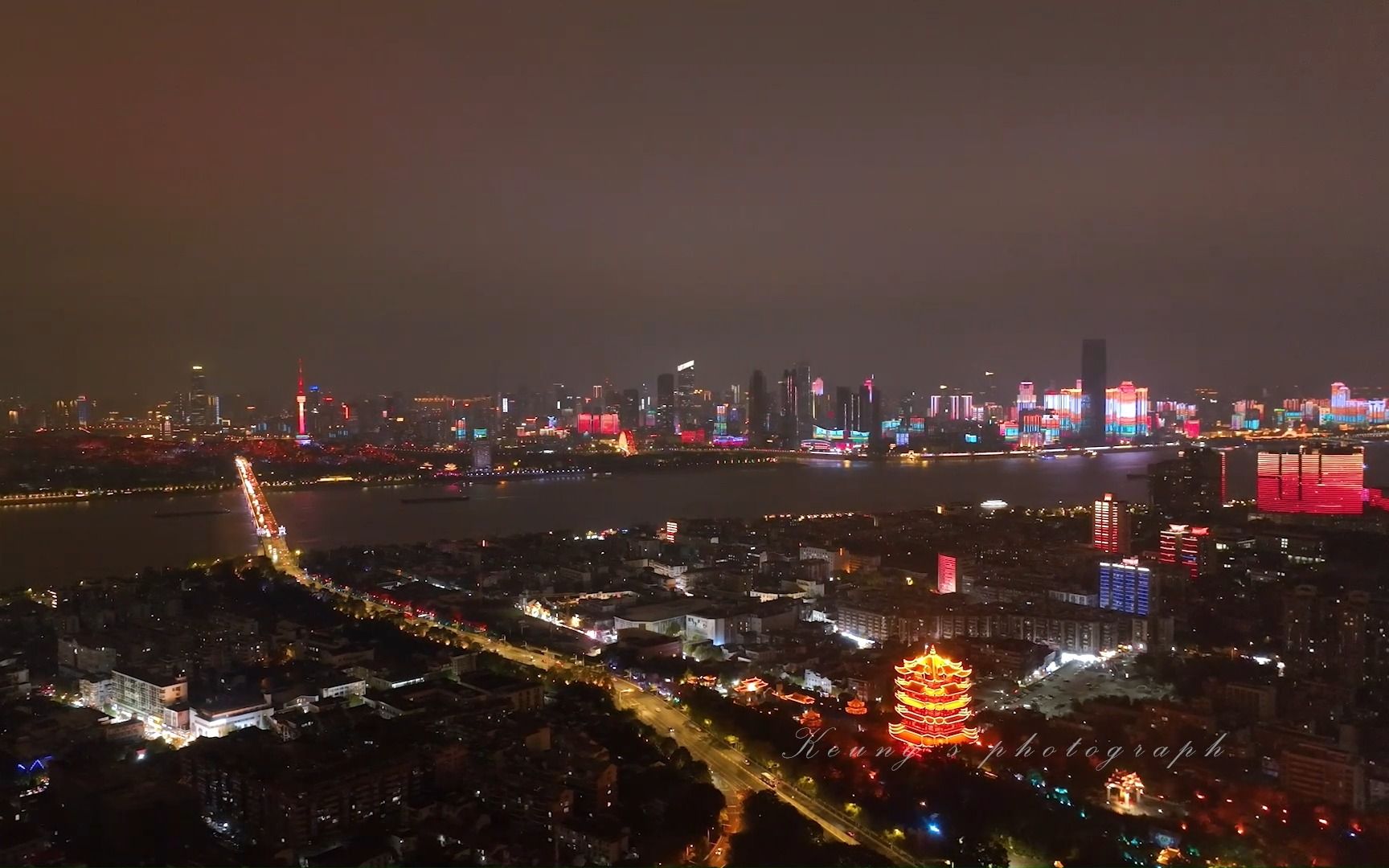 武汉城市风光夜景短片