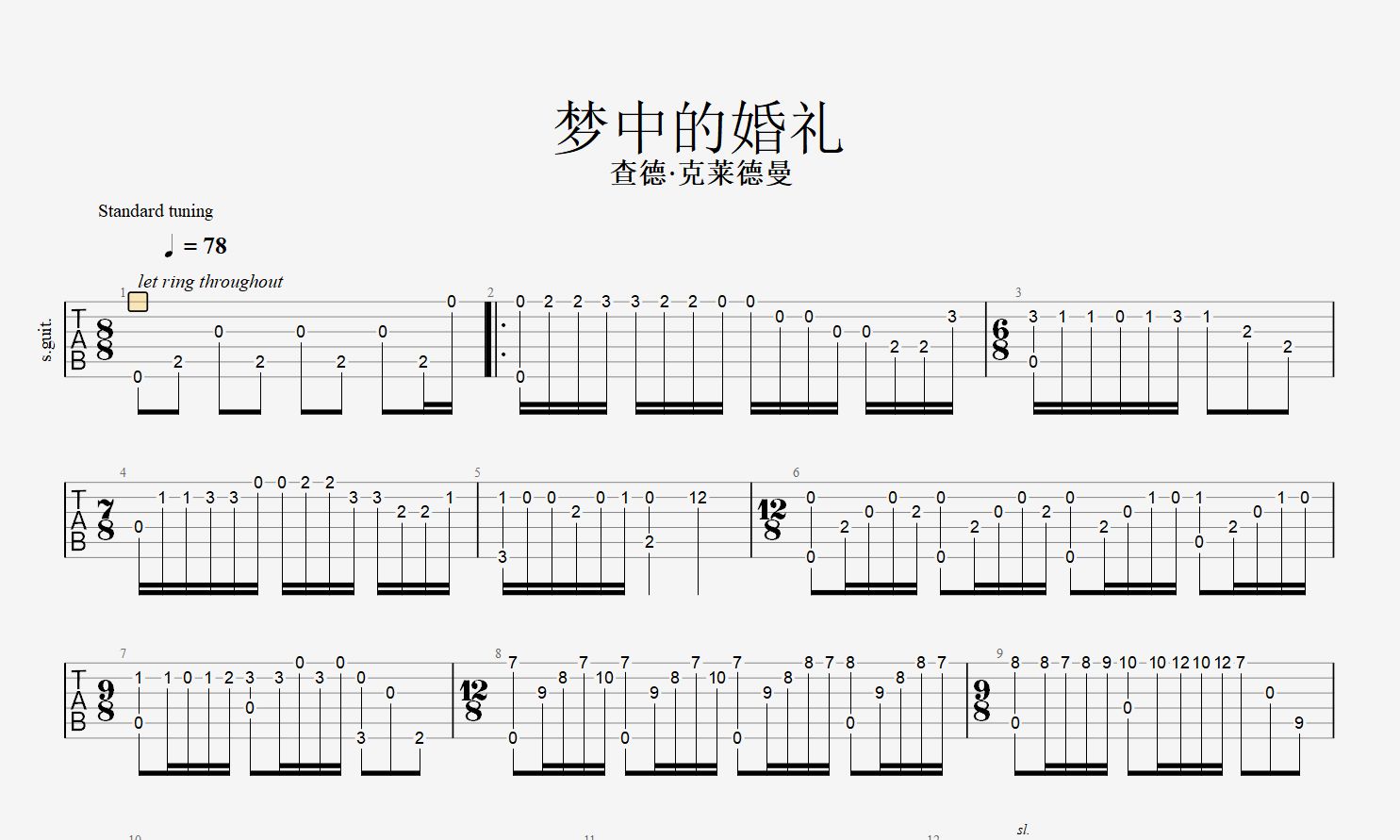 吉他梦中的婚礼简谱图片