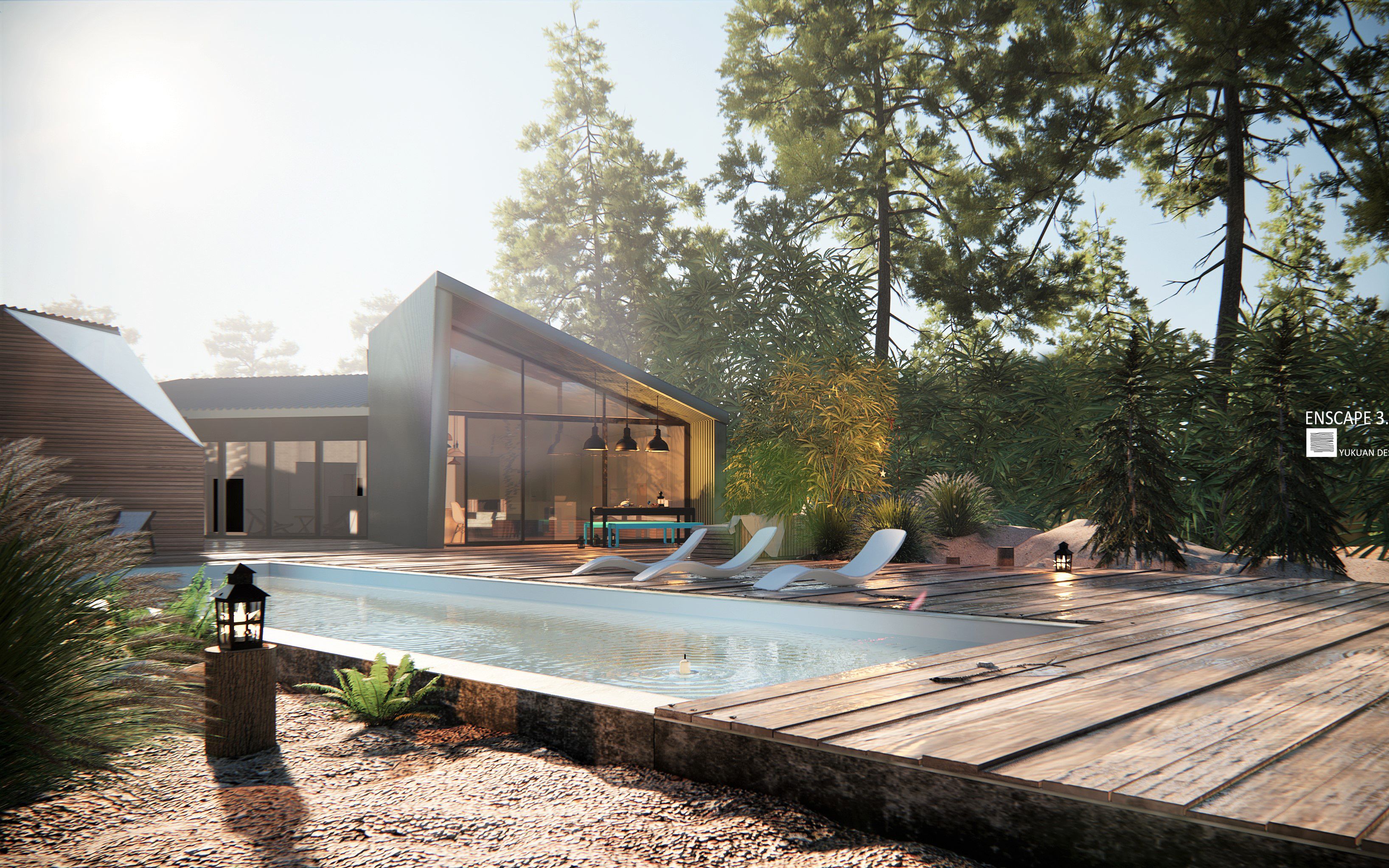 enscape&su 之第一次做泳池&景观,p我就不p了,就这样吧.