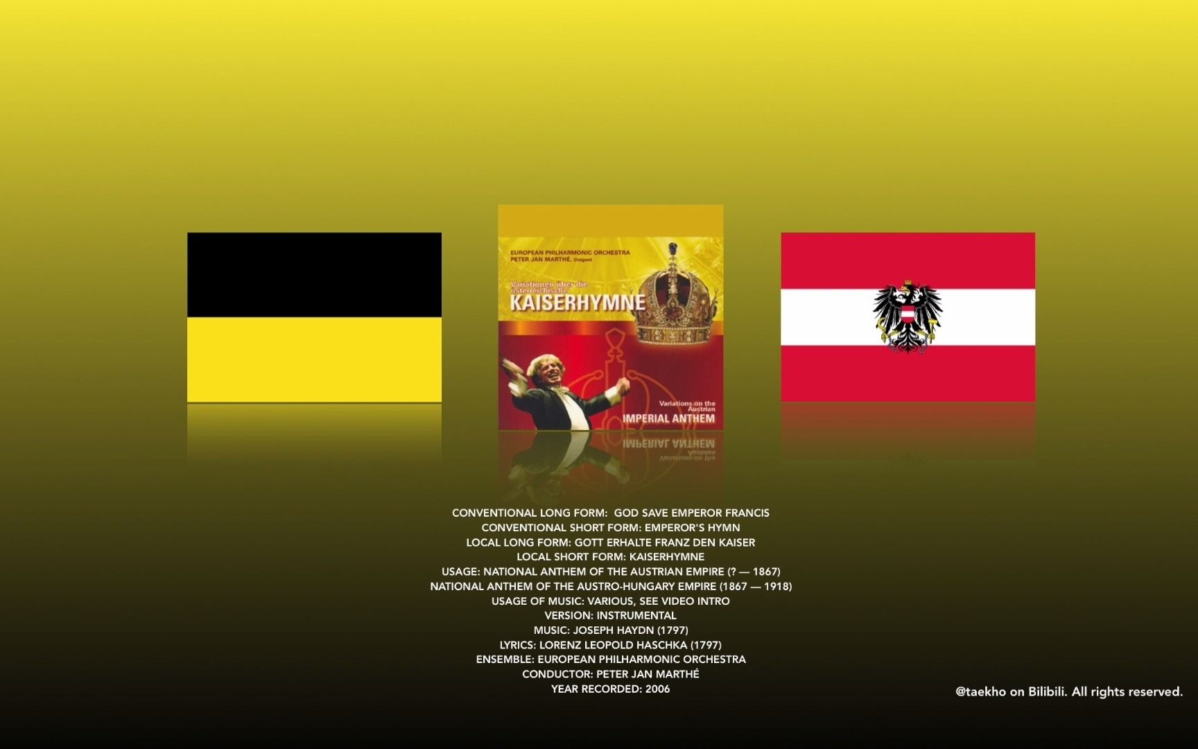 稀有奥匈帝国国歌帝皇颂演奏版奥地利欧罗巴爱乐乐团2006年