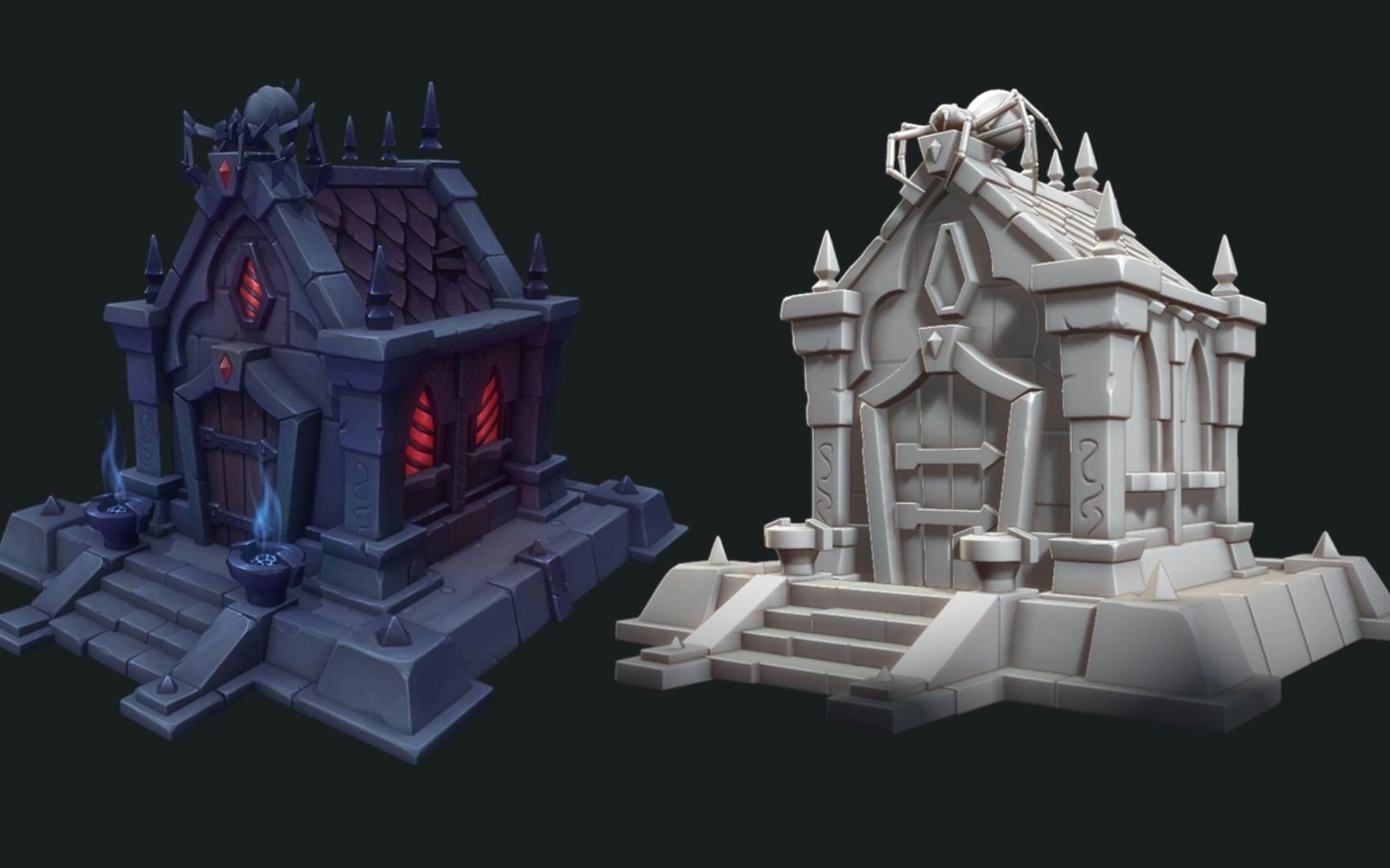 【maya场景建模】一组黑暗小屋子场景模型制作,从拉box详细教学布线卡