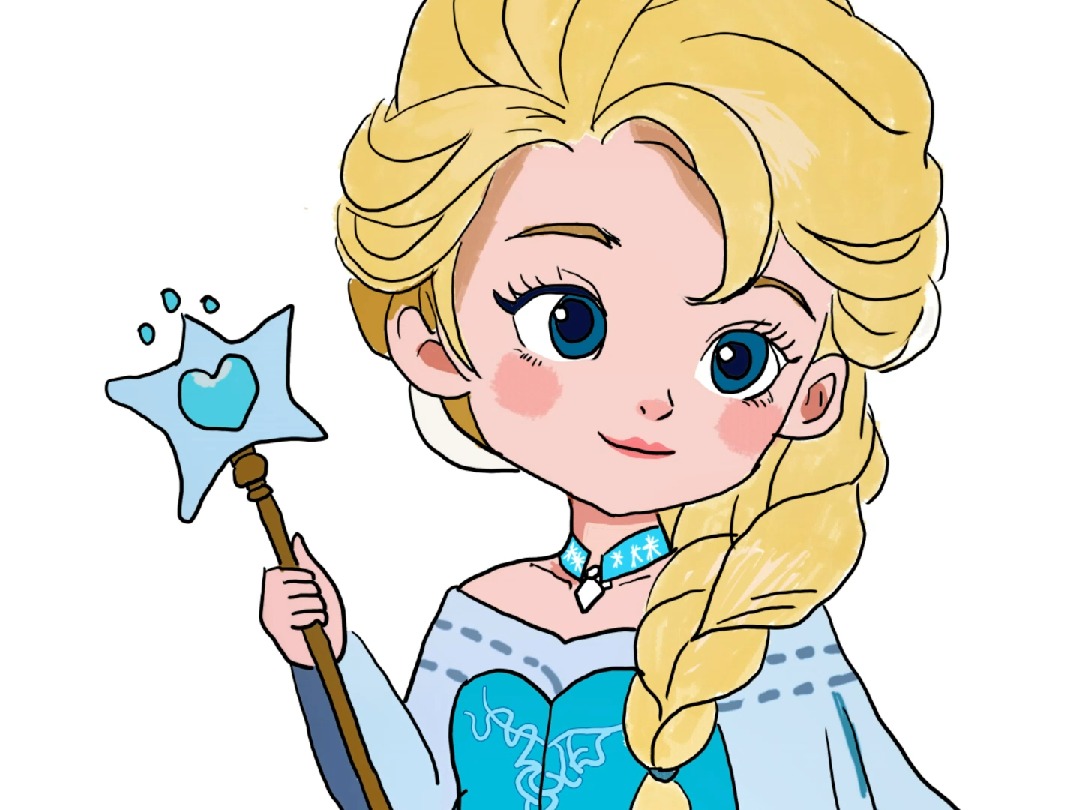 艾莎公主简笔画的画法,老爸画的艾莎公主vs我画的艾莎公主