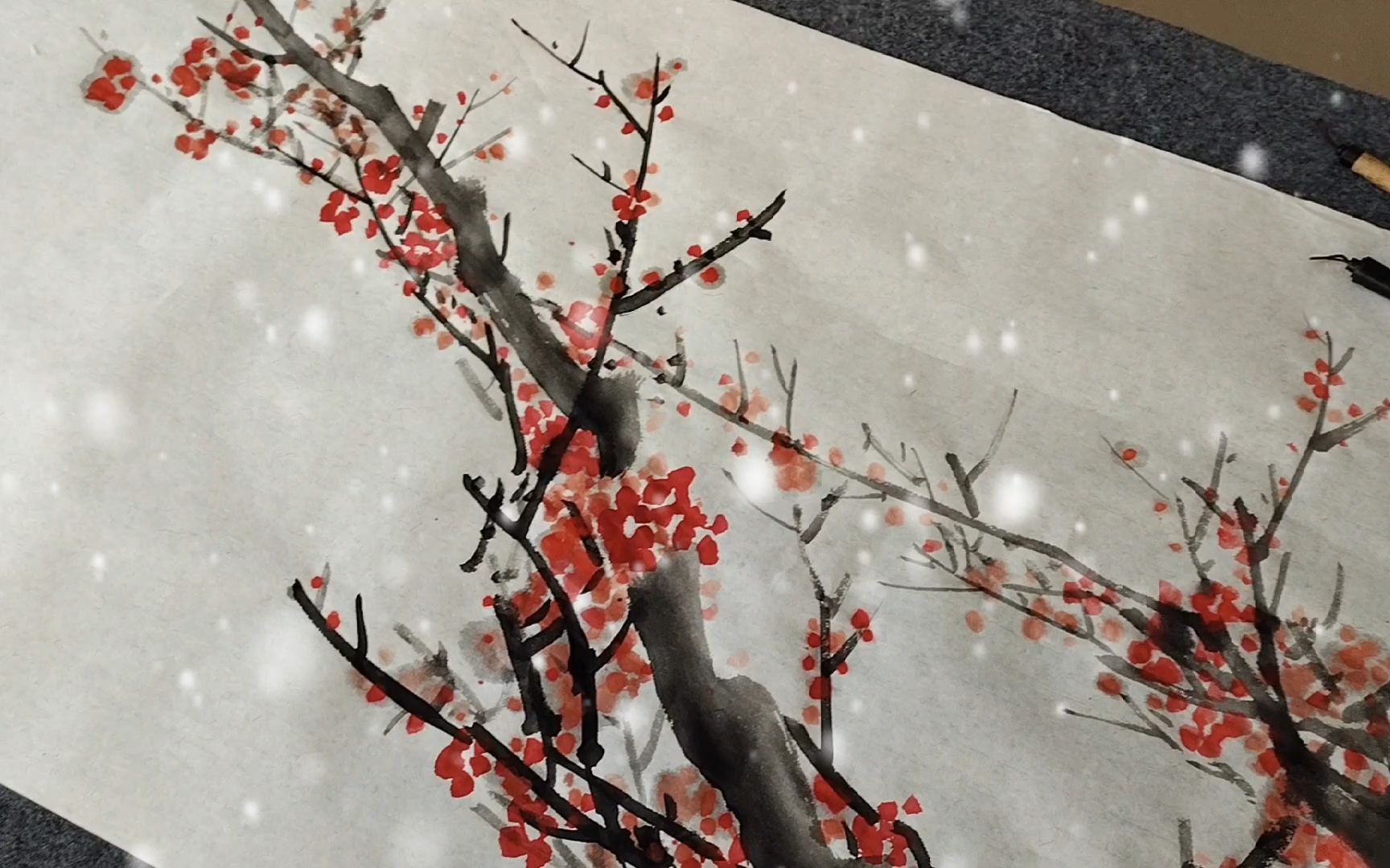 国画初学者:好漂亮的梅花国画,真好看,不知道需要练多久?