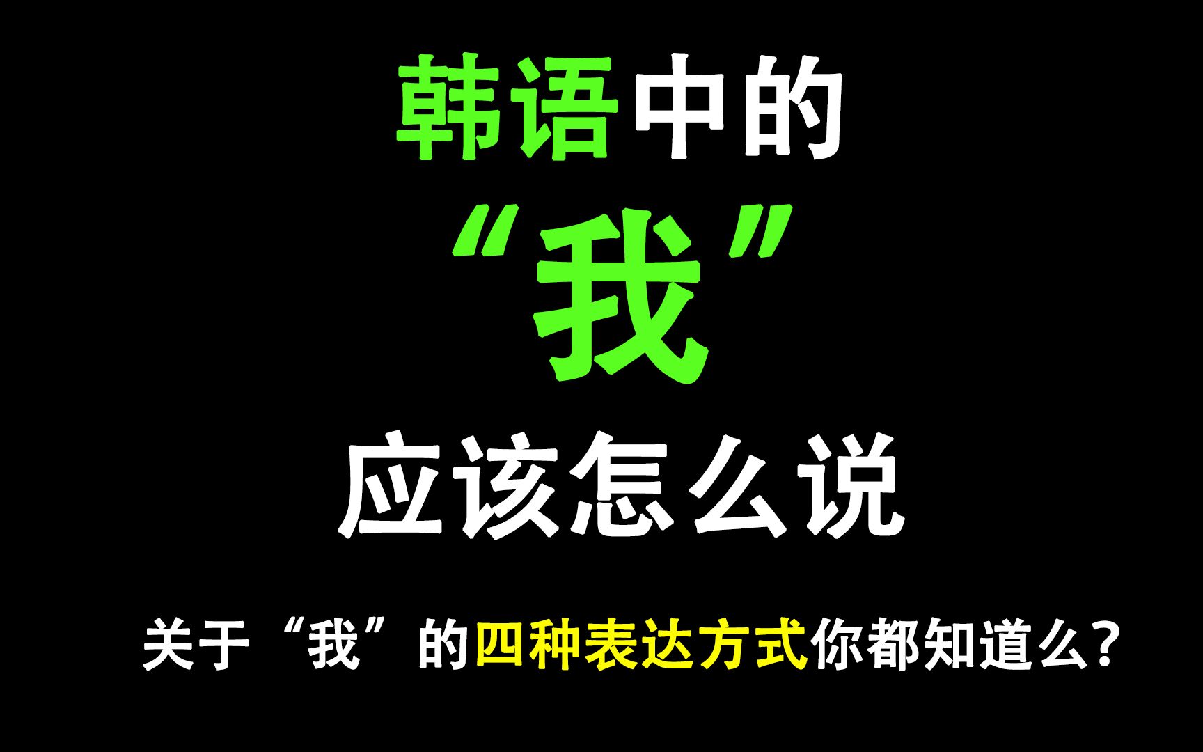 韩语中的“我”你知道怎么说么?哔哩哔哩bilibili