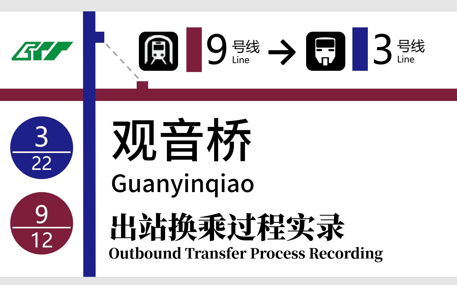 【重庆轨道交通】观音桥站 地铁9号线→单轨3号线 出站换乘过程实录