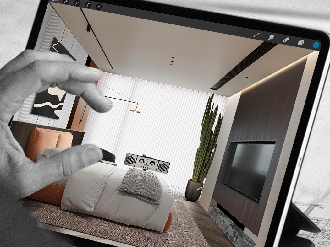 procreate室内设计ipad写实手绘卧室教程