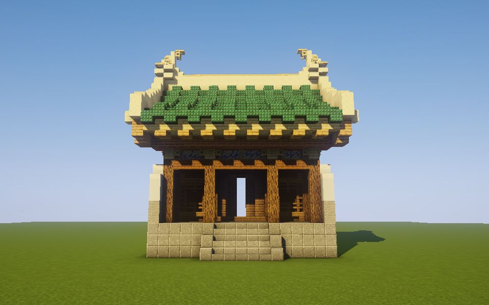 【我的世界建筑教程】3分钟教会你制作中式悬山小门,快来看看吧!