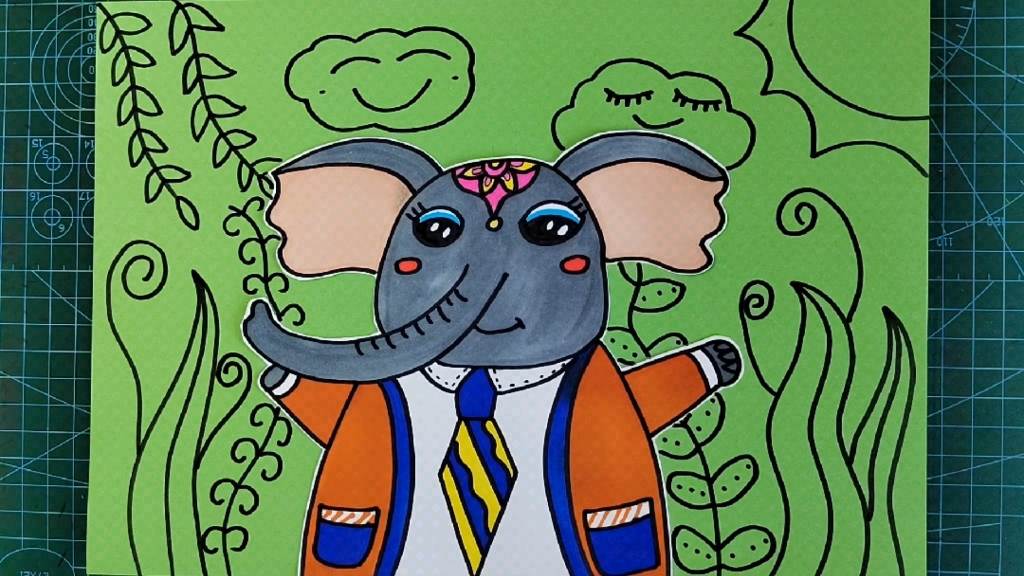 大象简笔画,丛林里面的大象先生_哔哩哔哩_bilibili