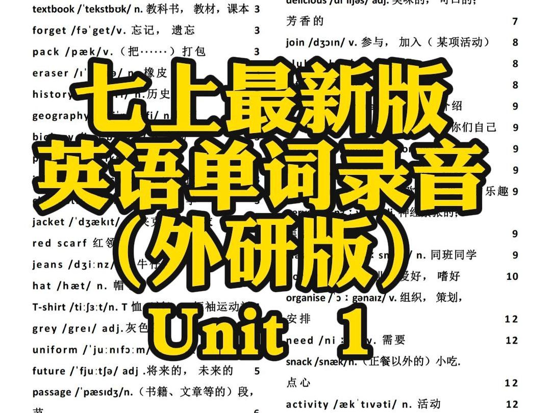 2024最新外研版英语教材单词录音,一个个指读,便于跟读学习.哔哩哔哩bilibili