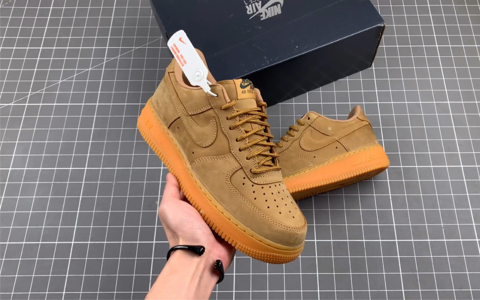 耐克nike air force 1 low flax 初代小麦空军一号防水麂皮低帮运动鞋