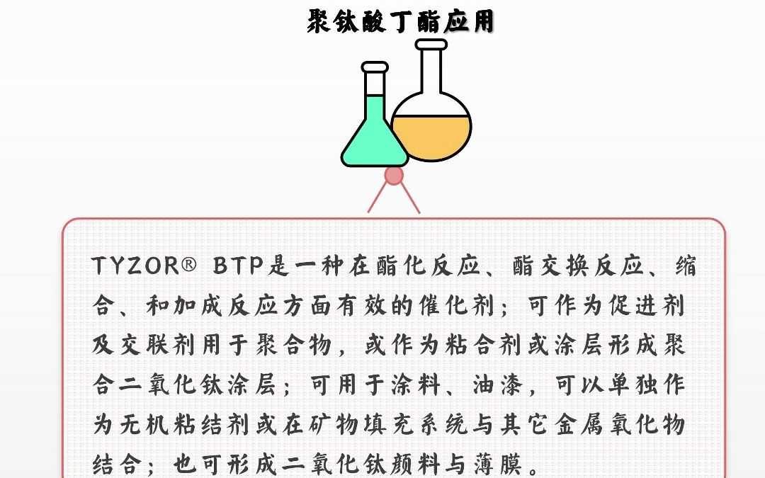 聚钛酸丁酯,增加表面硬度,促进附着力,提高耐刮性能,着色效果,耐光照