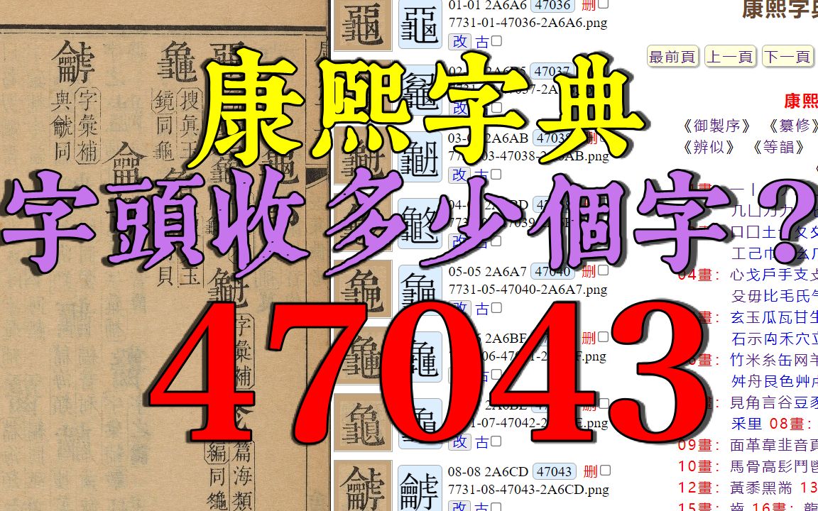 《康熙字典》字头收字多少?47043 ? 47035 ? 49030?47022?哔哩哔哩bilibili