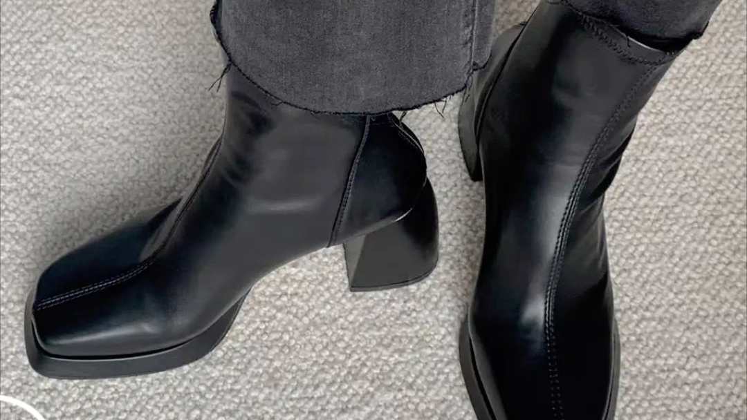 防水台高跟短靴