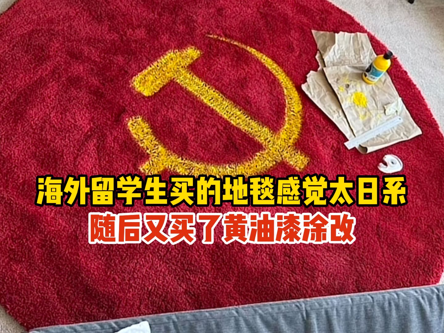 海外留学生买的地毯感觉太日系,随后又买了黄油漆涂改,网友:身在异乡,心在中国哔哩哔哩bilibili