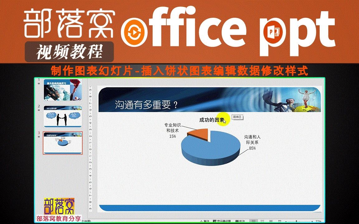 ppt制作图表幻灯片视频:插入饼状图表编辑数据修改样式哔哩哔哩bilibili