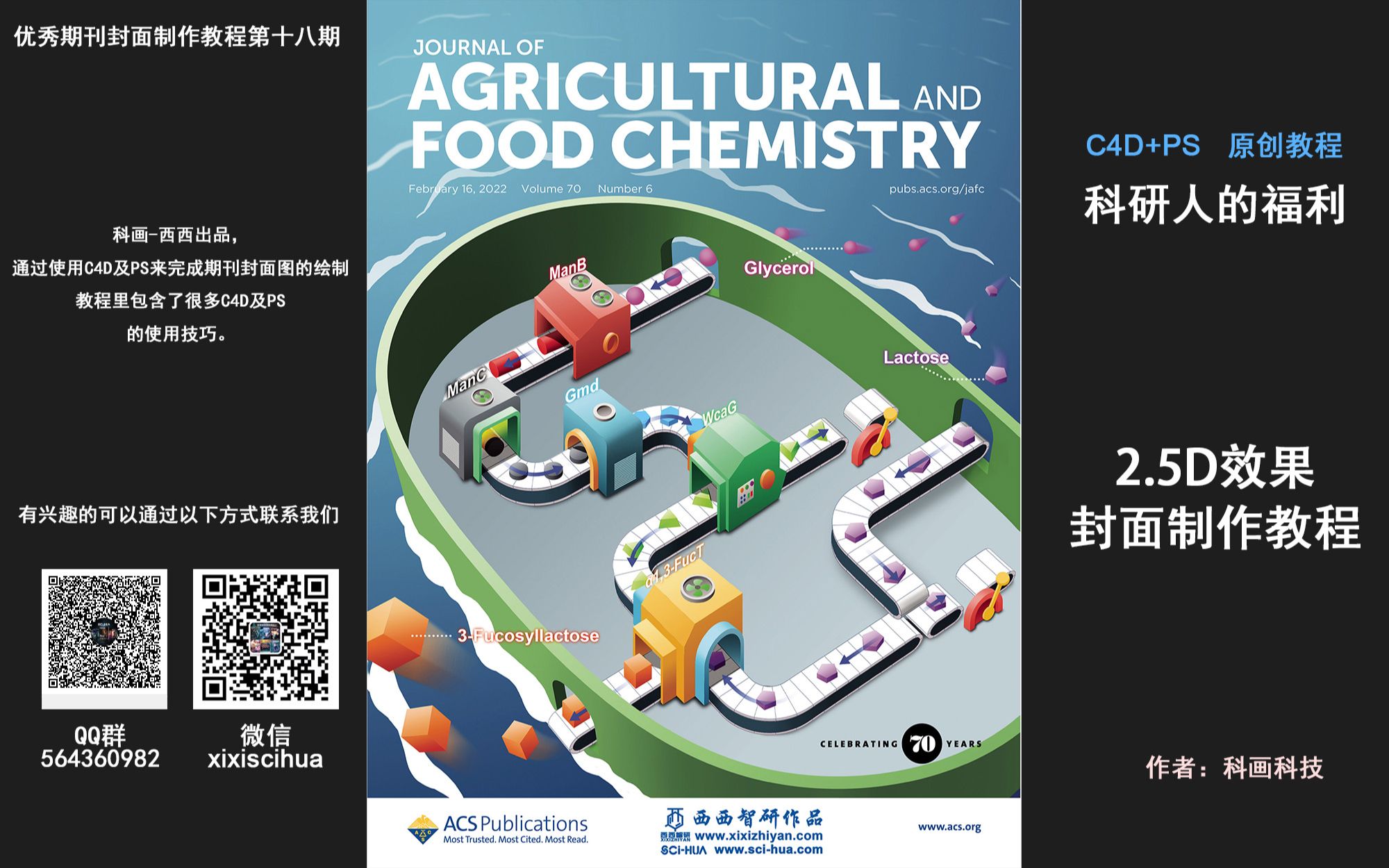 科研绘图ACS JAFC期刊封面 2.5D画风制作教程科画科技第十八期封面制作哔哩哔哩bilibili